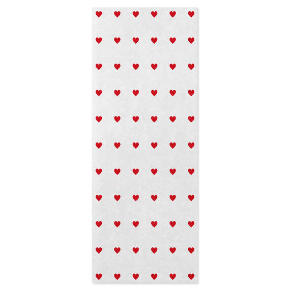 Tiny Red Hearts on White Tissue Paper, 6 sheets