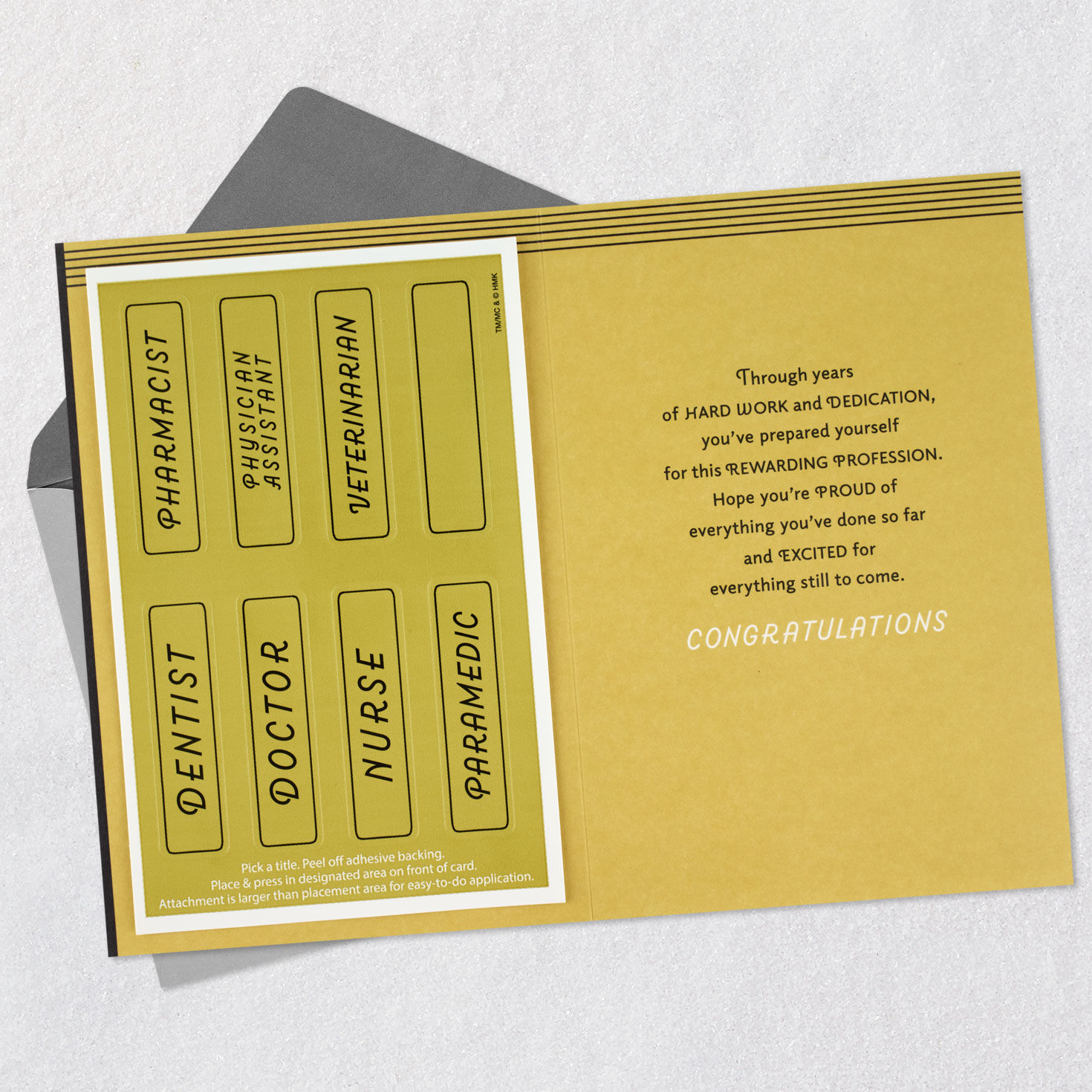 Gold and Black Health Professional Graduation Card Open card with envelope image number 3