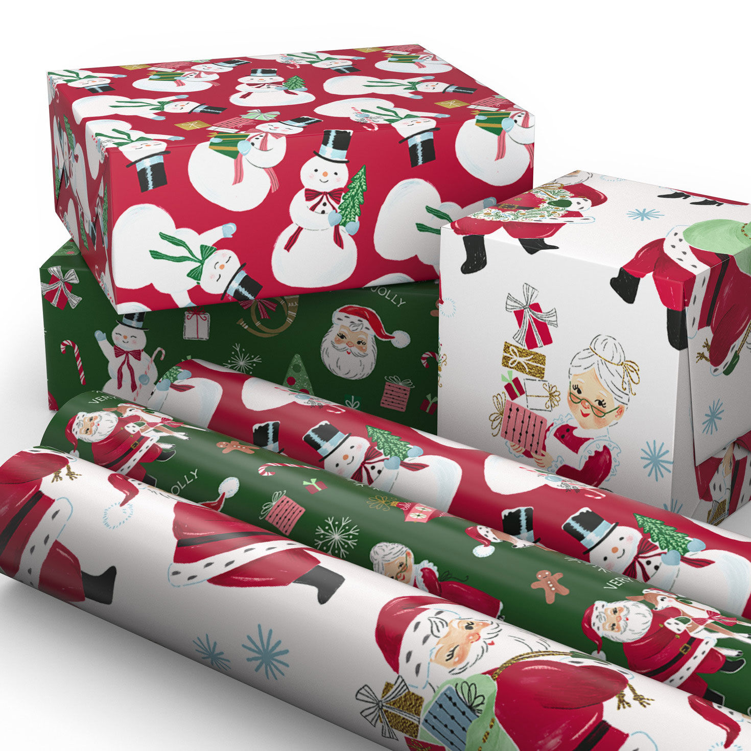 Cute Santa Icons 3-Pack Mini Xmas Gift Wrap Rolls Wrapped pkg image number 2