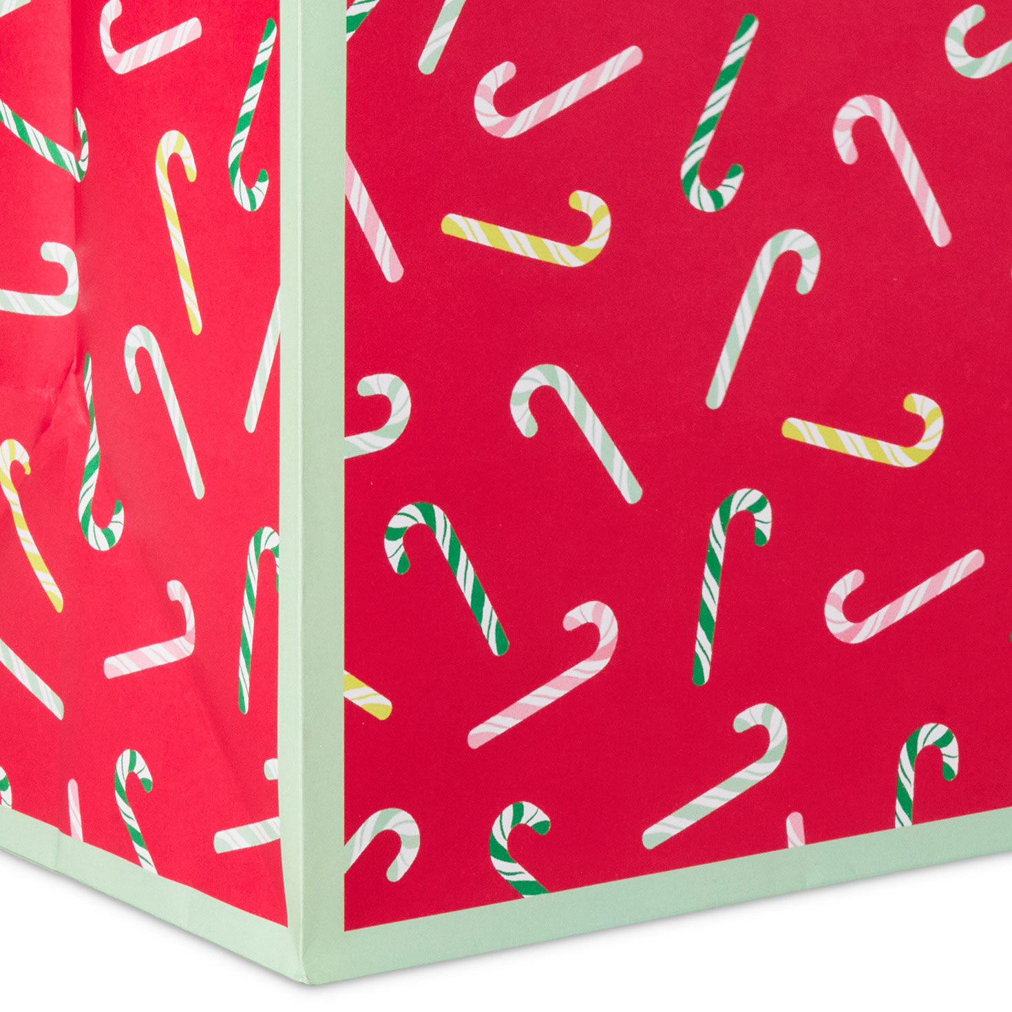 Candy Canes on Red Extra-Deep Christmas Gift Bag Base/Side Detail image number 5