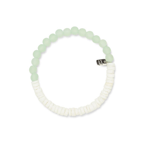 Pura Vida Puka Shell and Frosted Bead Stretch Bracelet, 