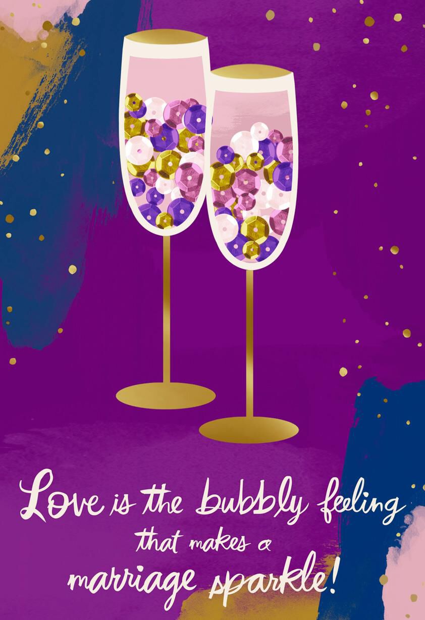 Love Is the Bubbly Champagne Glasses Wedding Card