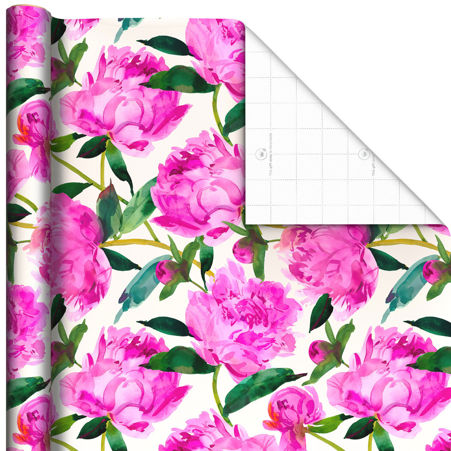 Hallmark Pink Peonies Jumbo Wrapping Paper, 90 Sq. ft.