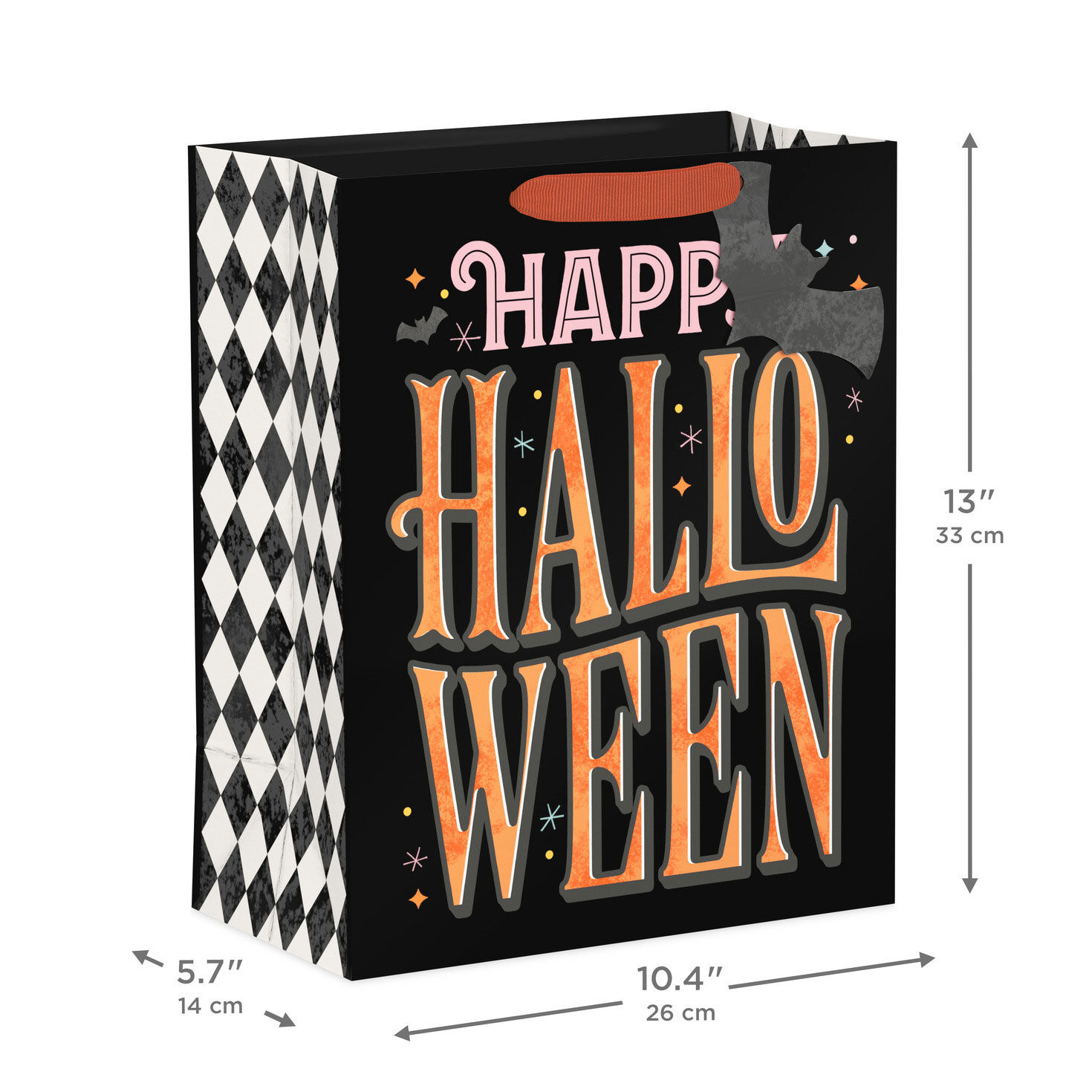 Orange Lettering on Black Large Halloween Gift Bag measurement image number 3