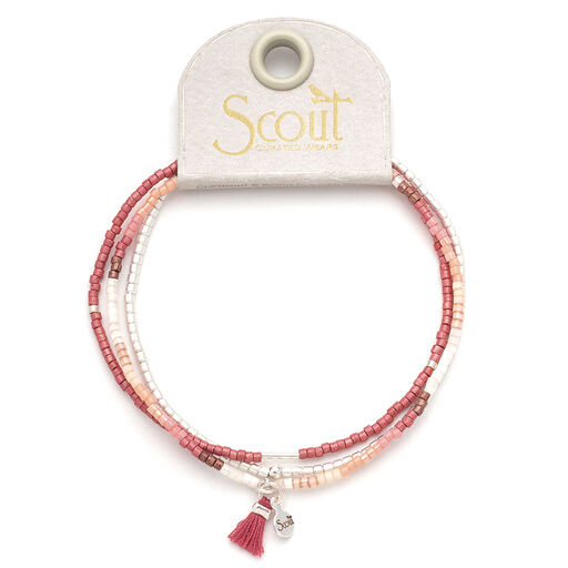 Blush, Multicolor and Silver Beaded Bracelets, Set of 3, 