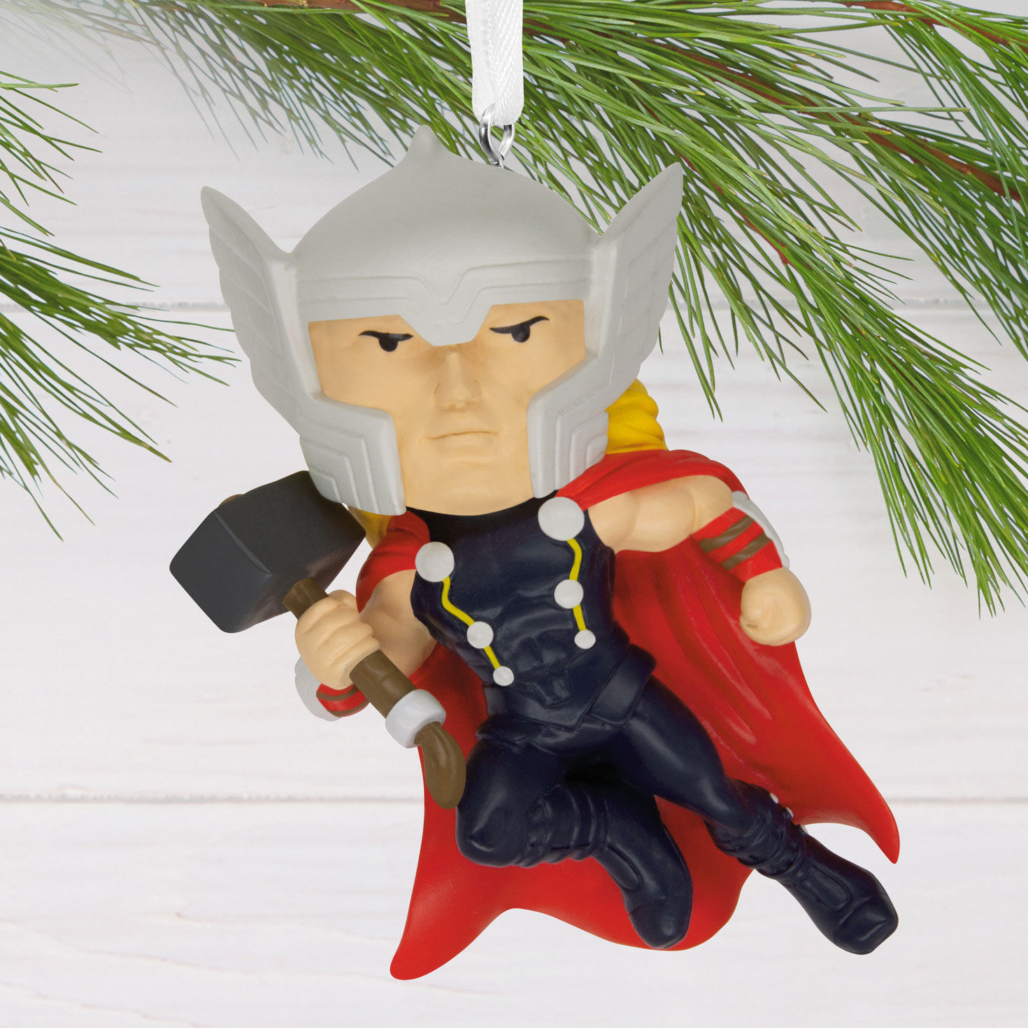 Stylized Thor With Hammer Christmas Ornament hanging on tree image number 2