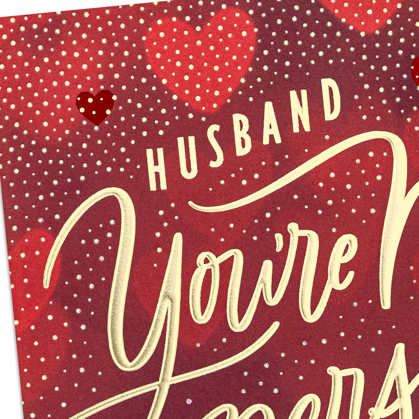 Red Bokeh Hearts Husband Valentine's Day Card Card Front Detail image number 4