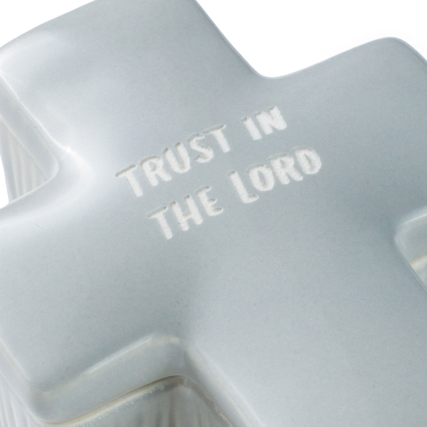Light Gray Cross Lidded Trinket Dish for Confirmation upclose view image number 3