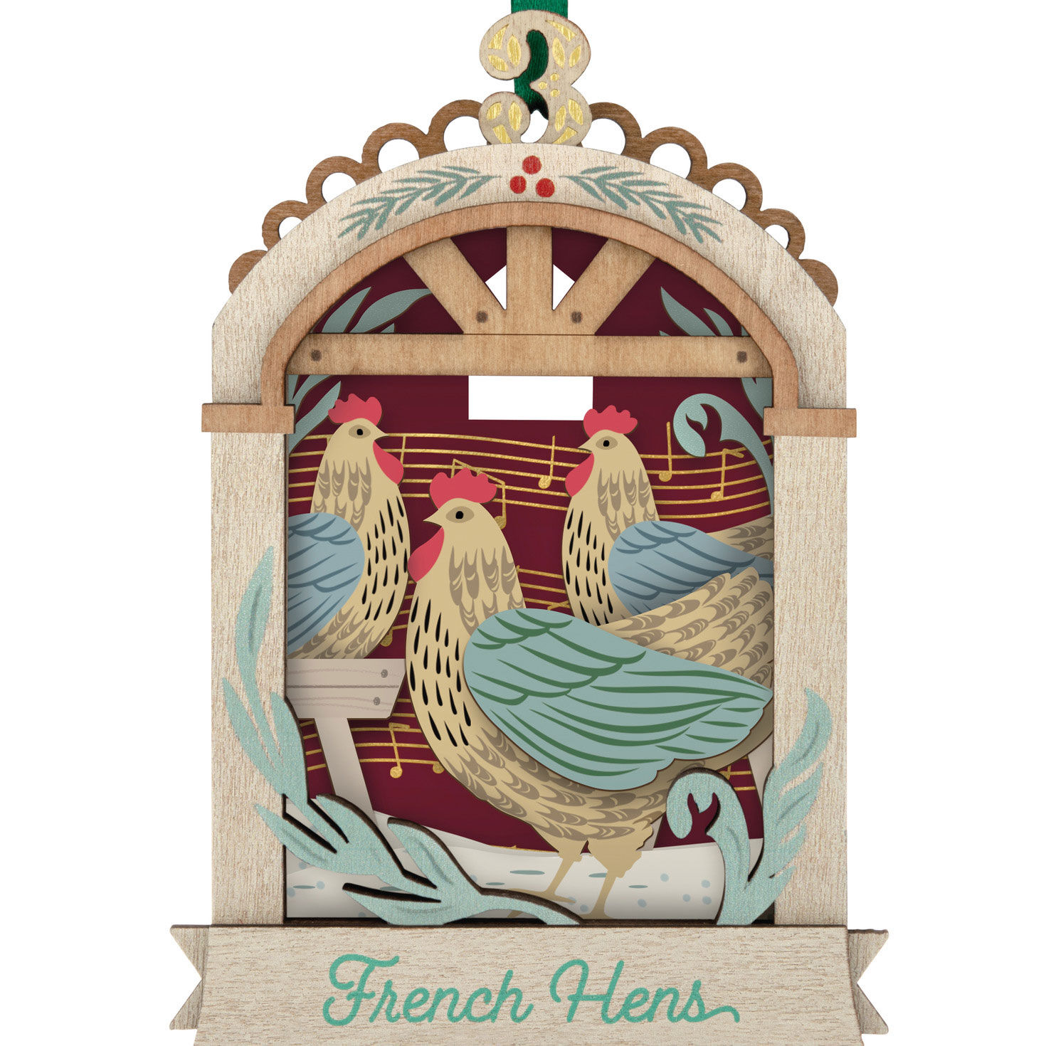 Three French Hens Keepsake Ornament closeup view image number 5