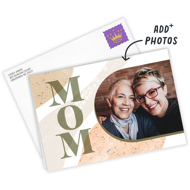 Mum 80 Lettering Personalized Mom Lettering and Waves Photo Card - Greeting Cards | Hallmark