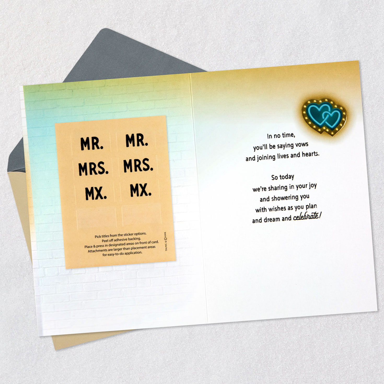 Vintage Marquee Sign Personalized Wedding Shower Card Open card with envelope image number 3