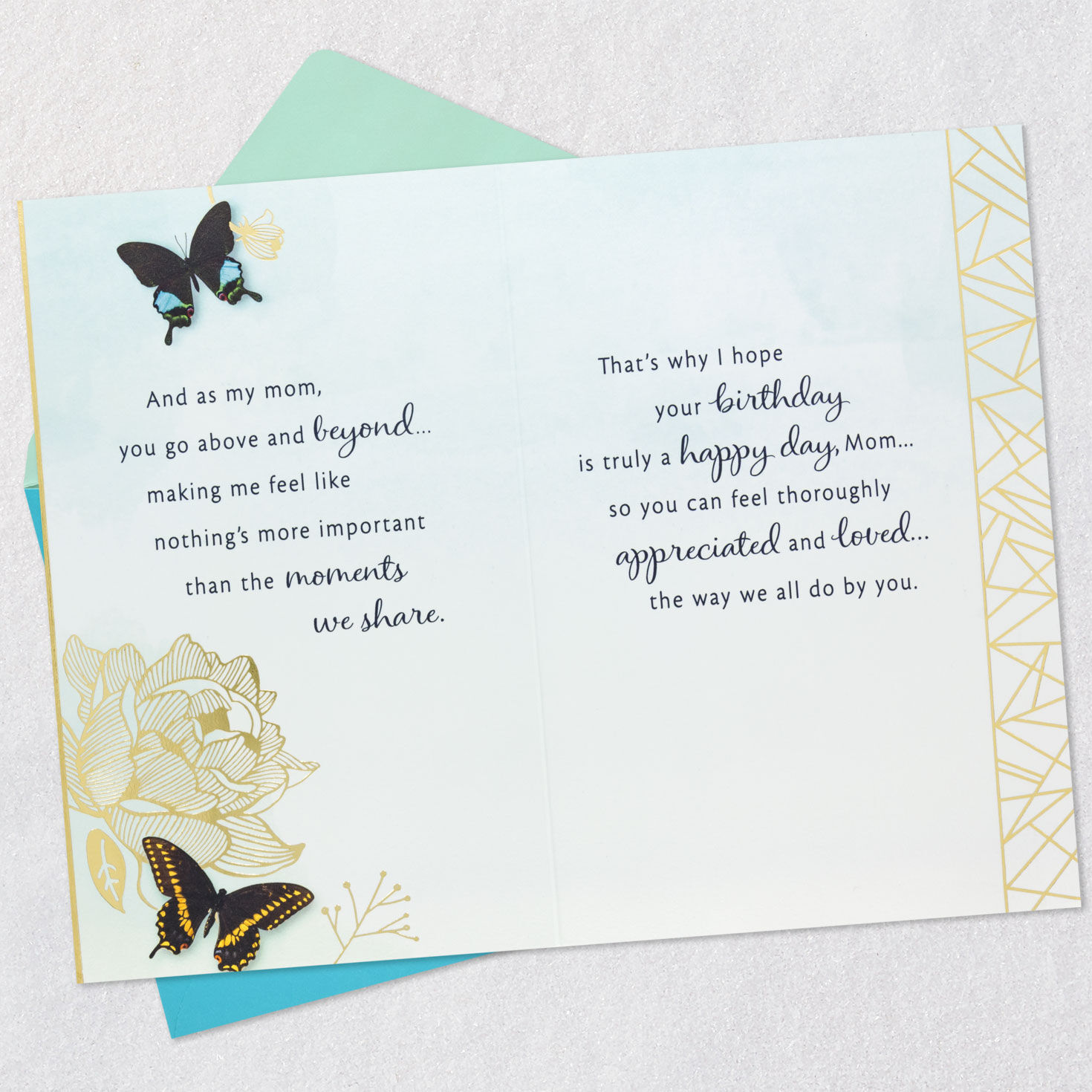 Butterflies Birthday Card for Mom Open card with envelope image number 5