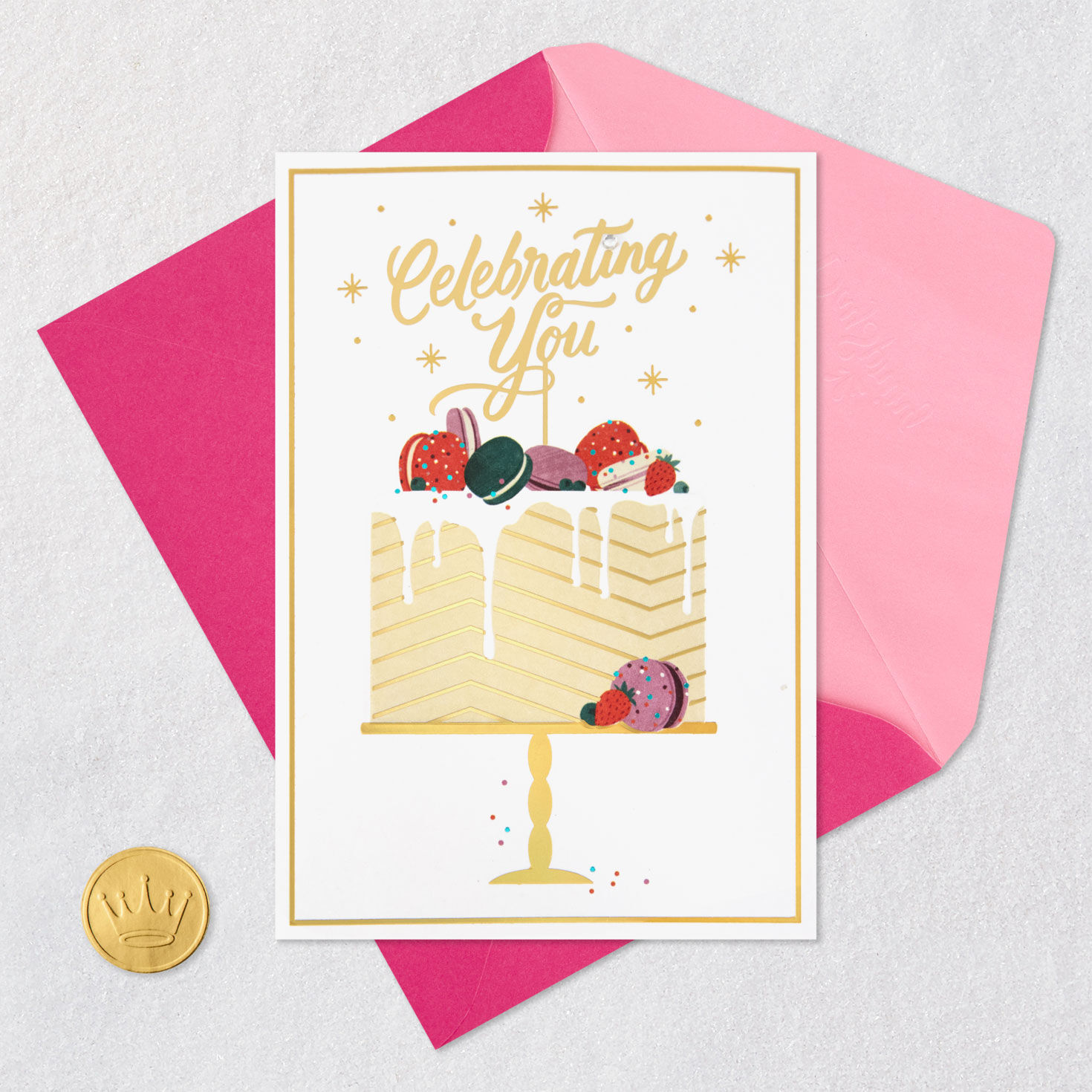 Fancy Cake and Macarons Christian Birthday Card Card Front with Envelope and Gold Seal image number 6