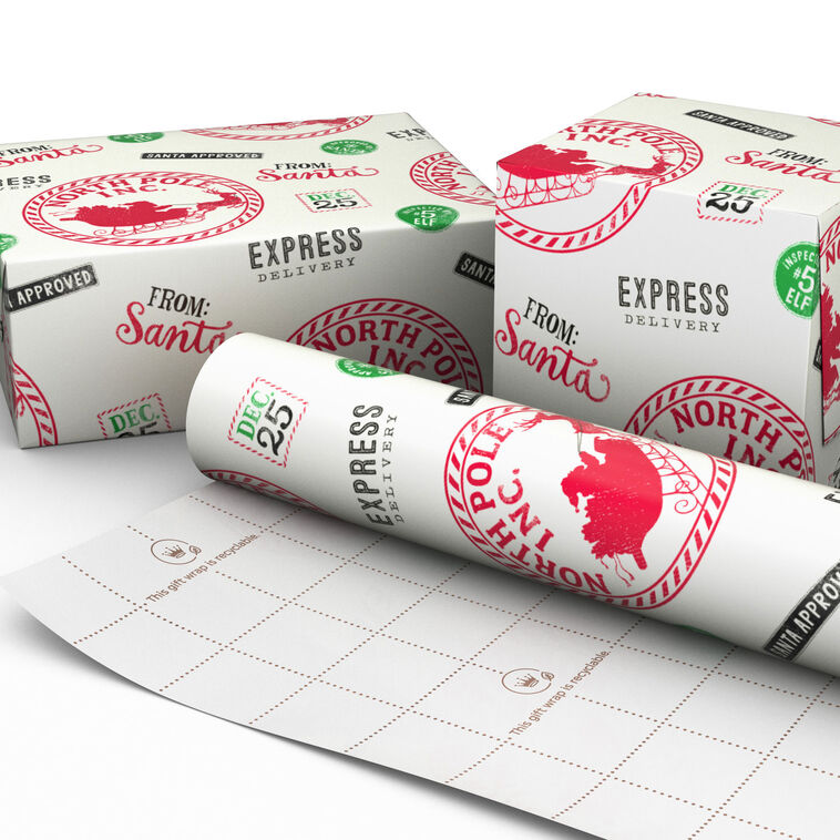 From Santa Stamps Jumbo Christmas Wrapping Paper Roll  image number 2