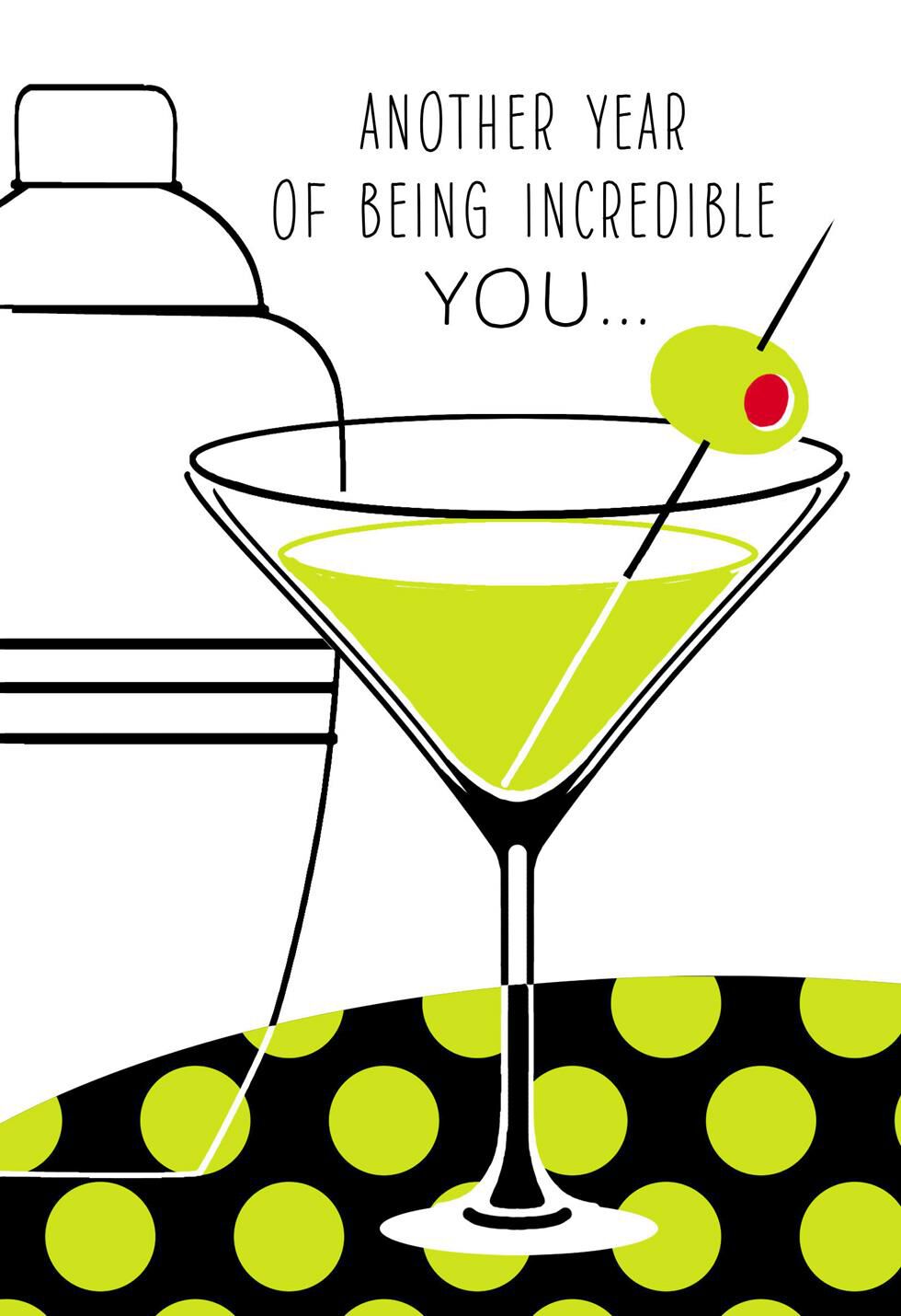 Martini Shaker and Glass Incredible You Birthday Card