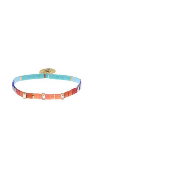 Multi-Color/Gold Good Karma Miyuki Bead Stretch Charm Bracelet, , large image number 3