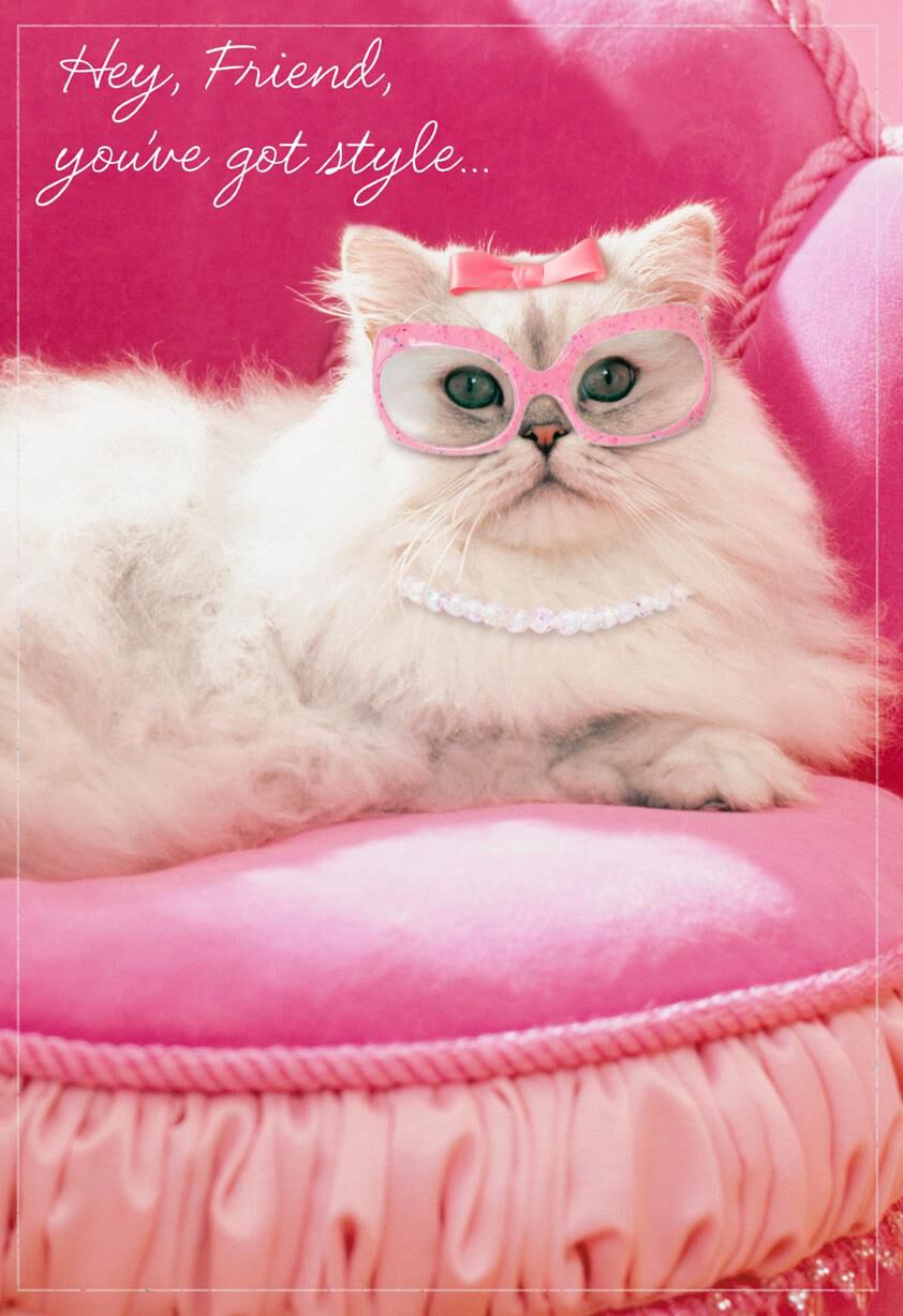 Sophisticated Cat Friend Birthday Card