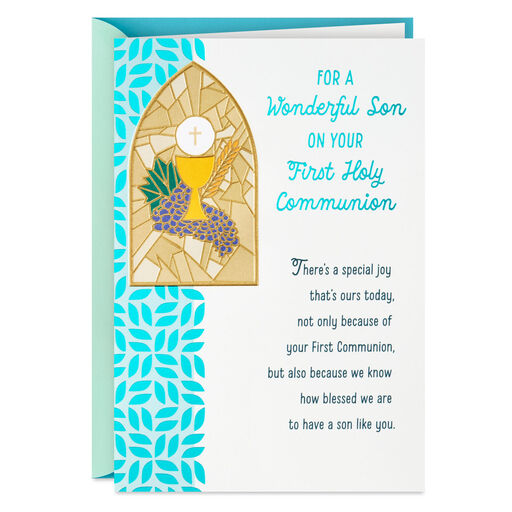 We Are Blessed Religious First Communion Card for Son, 