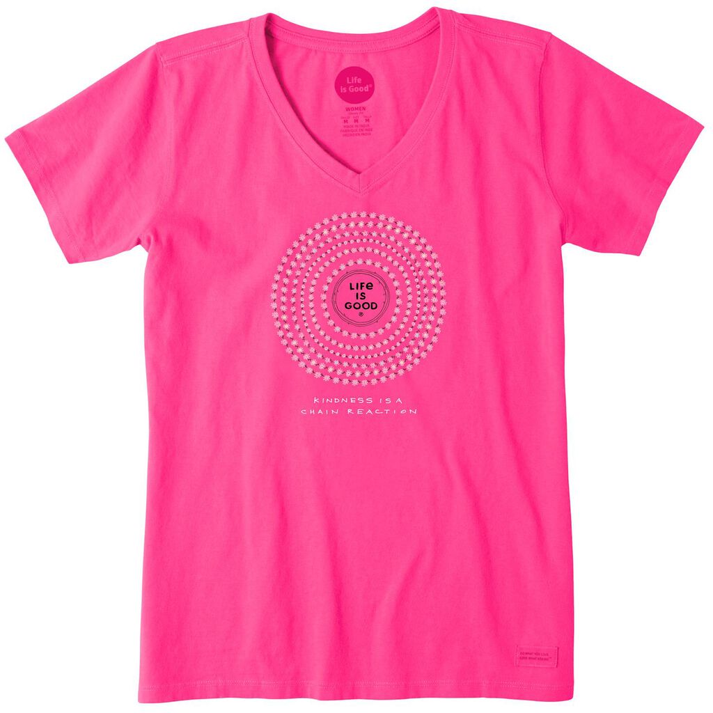 Life is Good Women's Kindness Hot Pink VNeck TShirt Clothing Hallmark