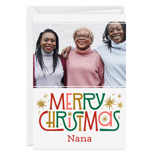 Personalized Retro-Style Merry Christmas Photo Card, 