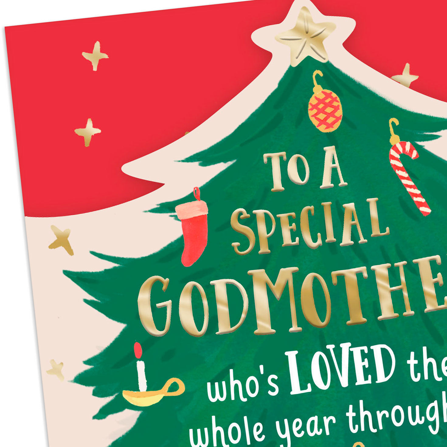 Decorated Christmas Tree Godmother Christmas Card Card Front Detail image number 4