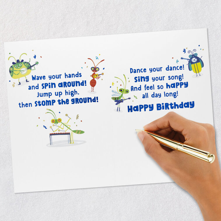 Bug Band Playing Instruments Kids Birthday Card Signing card image number 8
