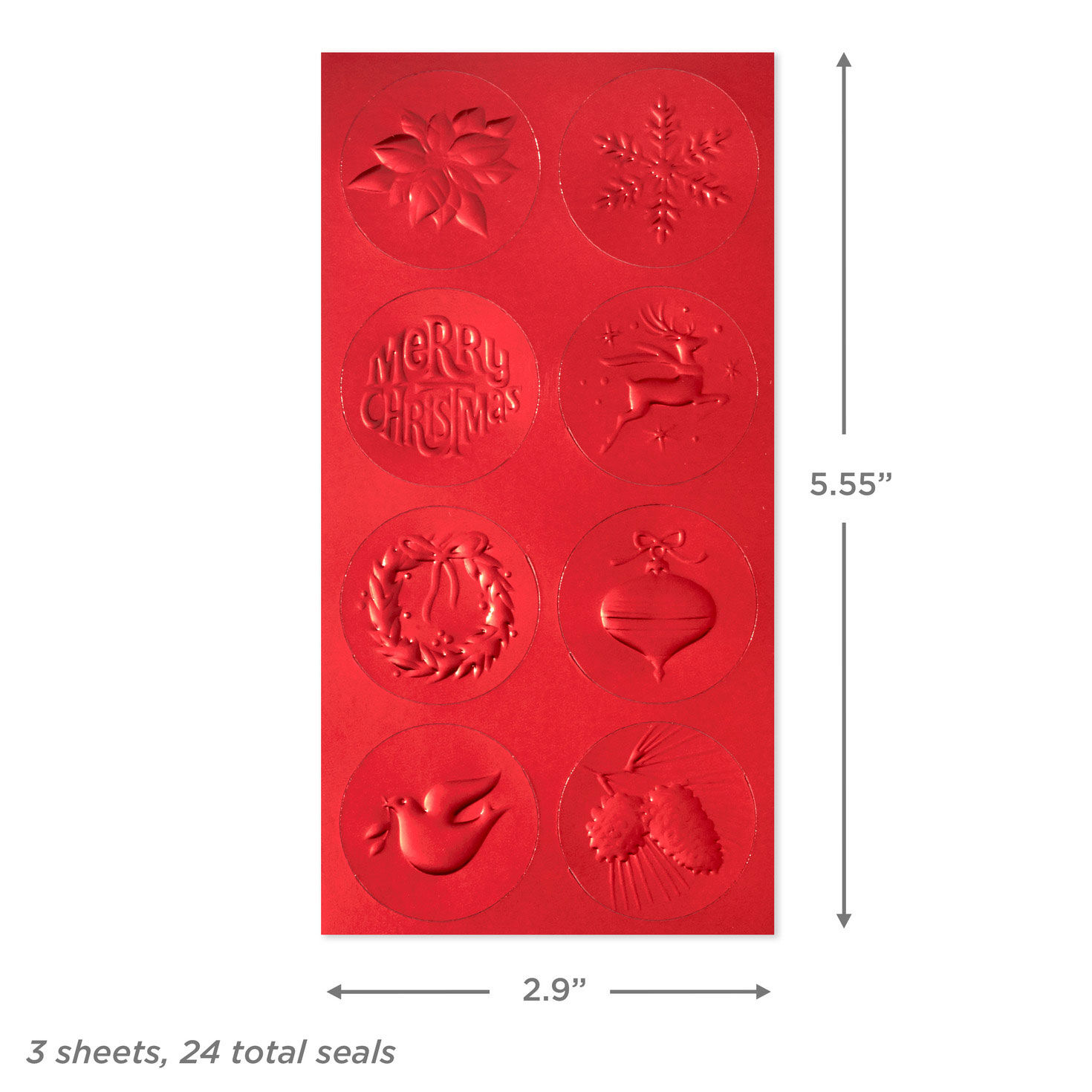 Red Foil Embossed Christmas Seals, 3 sheets, , large image number 2