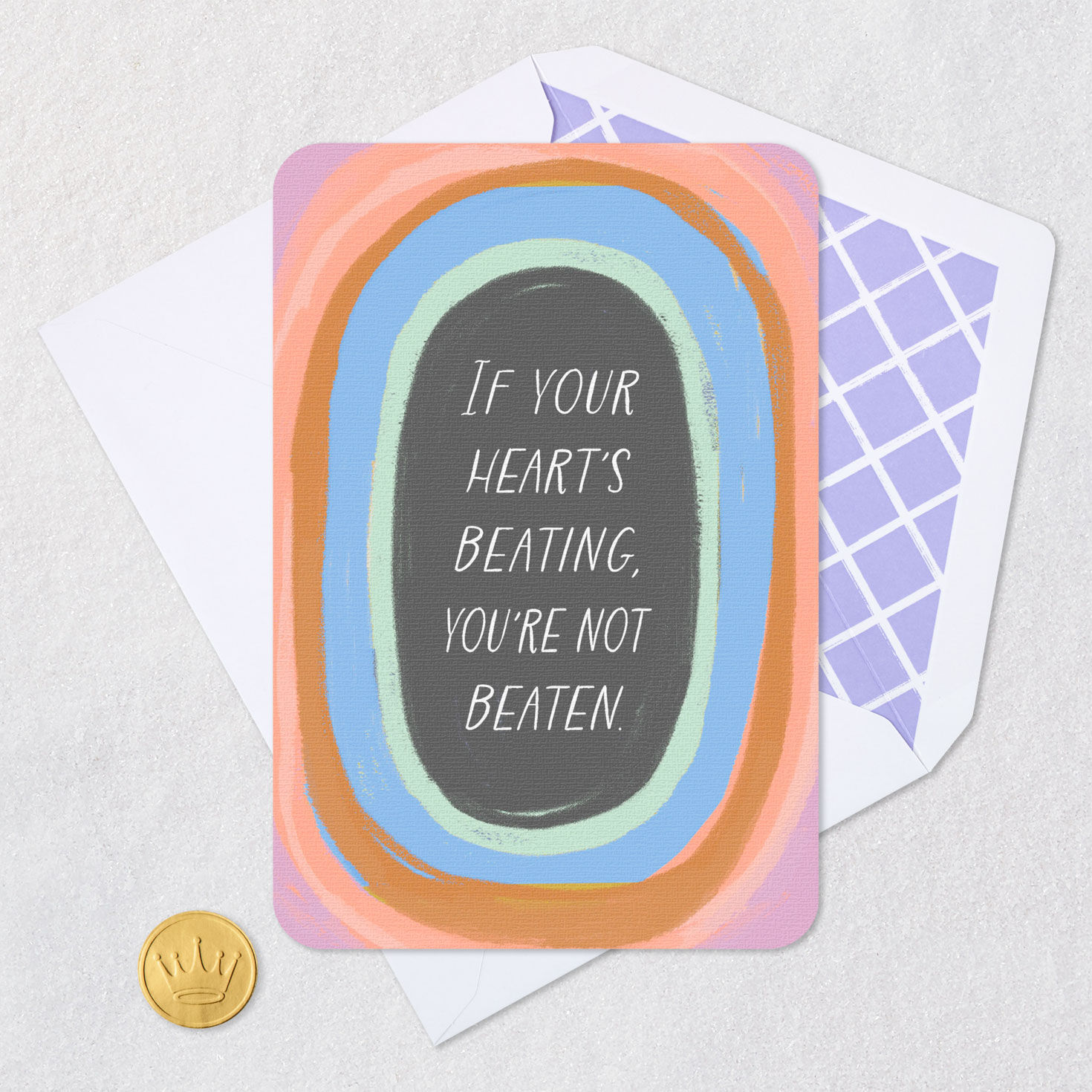 Colorful Concentric Circles Encouragement Card Card Front with Envelope and Gold Seal image number 5