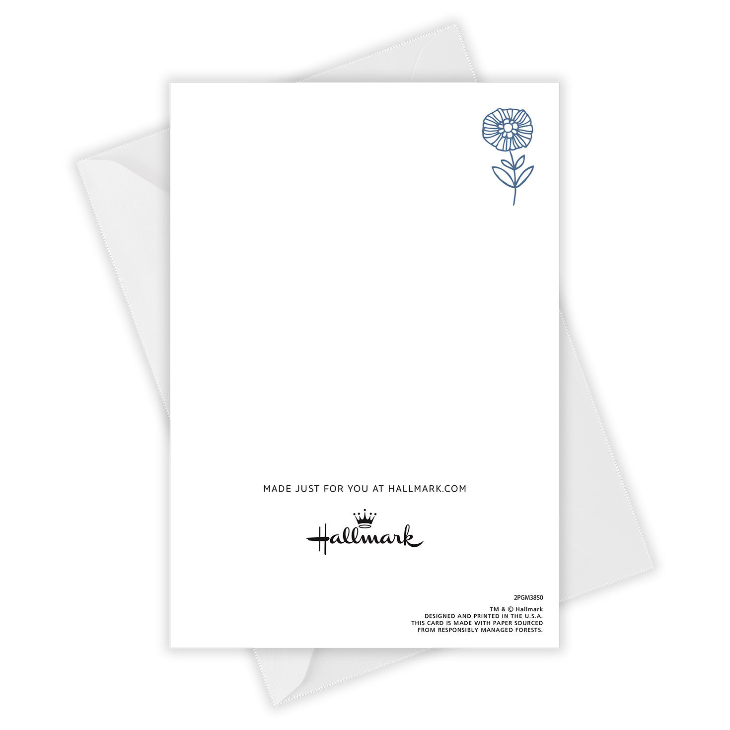 Blue Flower Drawings Personalized Mother's Day Card Card Back with Envelope image number 4