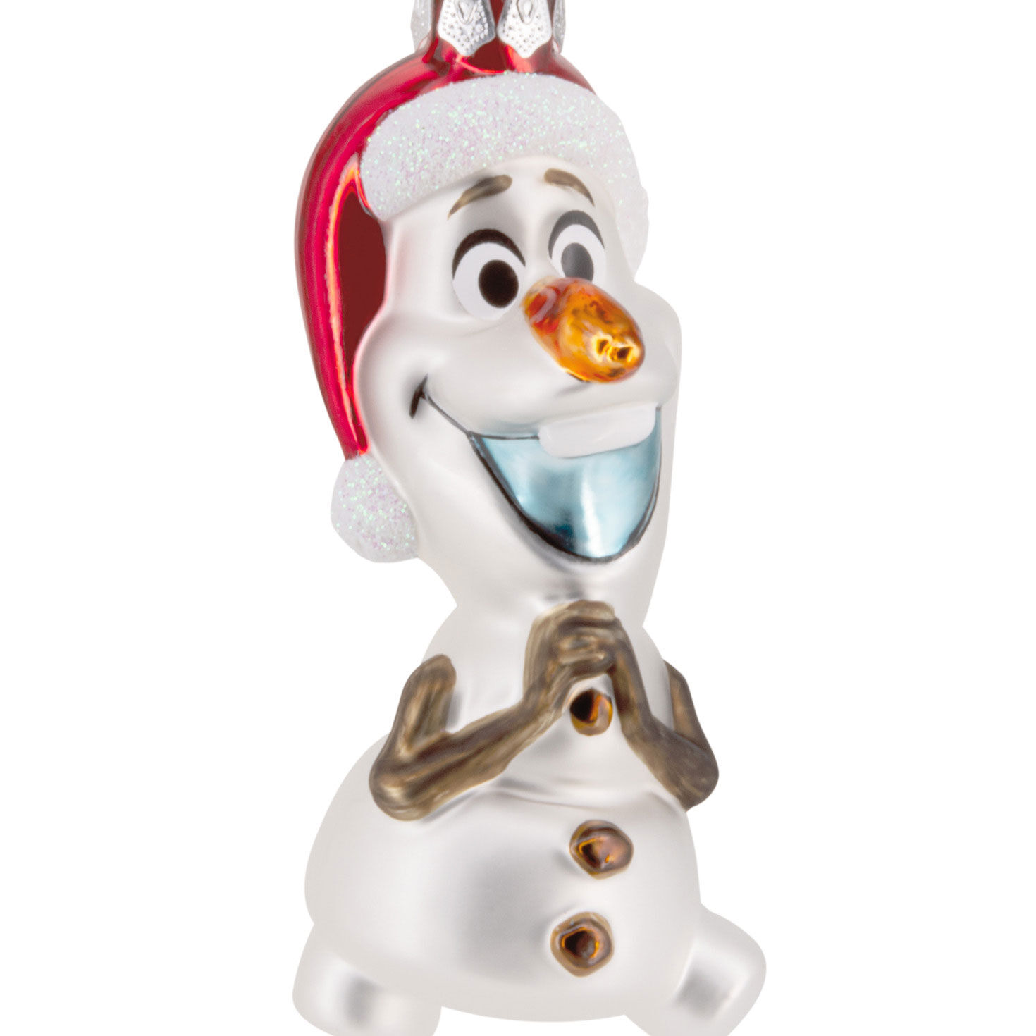 Olaf in Santa Hat Christmas Ornament closeup detail image number 5