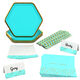 Color Pop 60-Piece Tableware Premium Party Kit, Aqua Hexagon