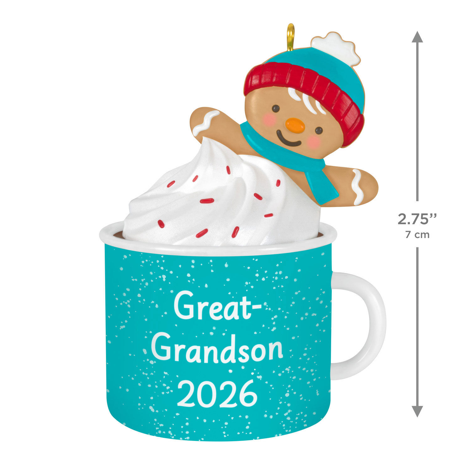 Great-Grandson Blue Mug Keepsake Ornament measurement image number 3
