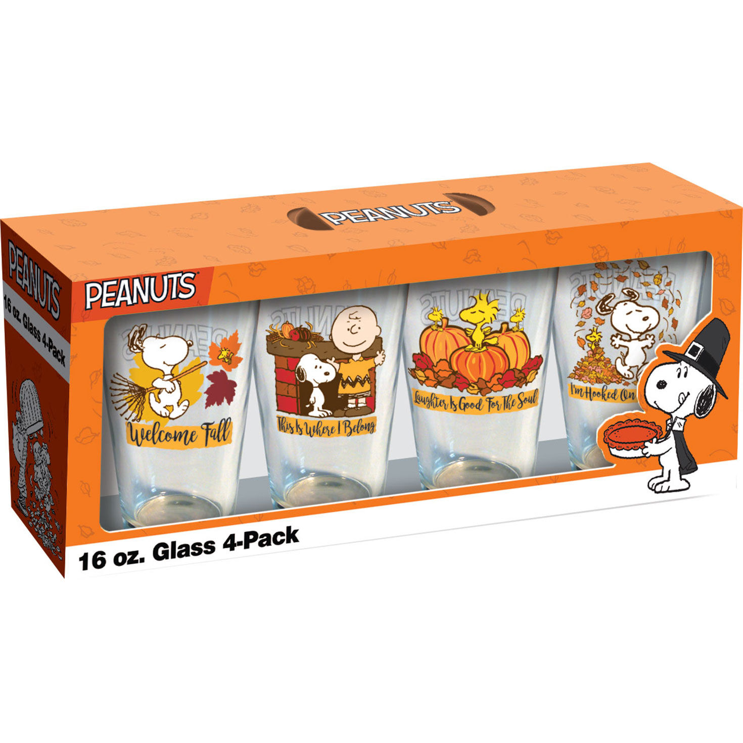 ICUP Peanuts Welcome Fall Pint Glasses, Set of 4
