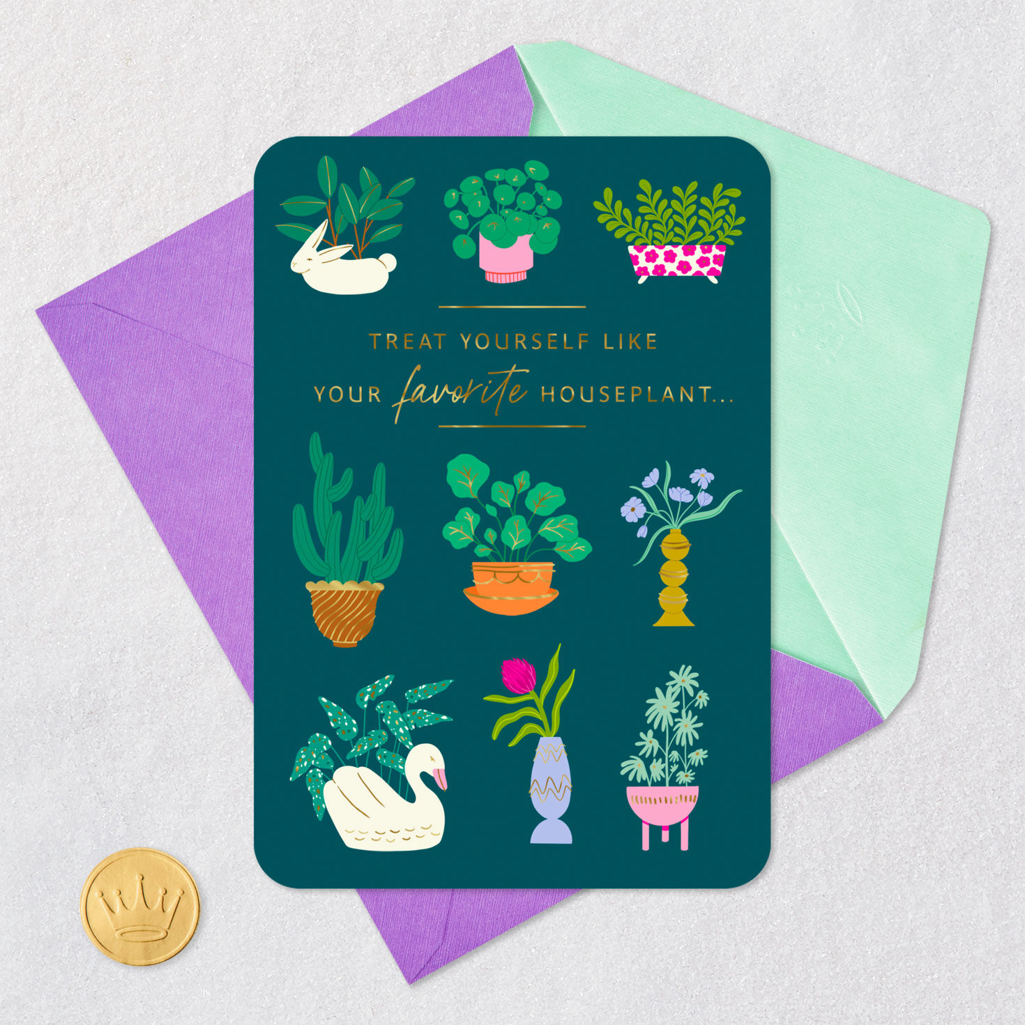 Treat Yourself Like a Plant Funny Birthday Card, , large image number 5