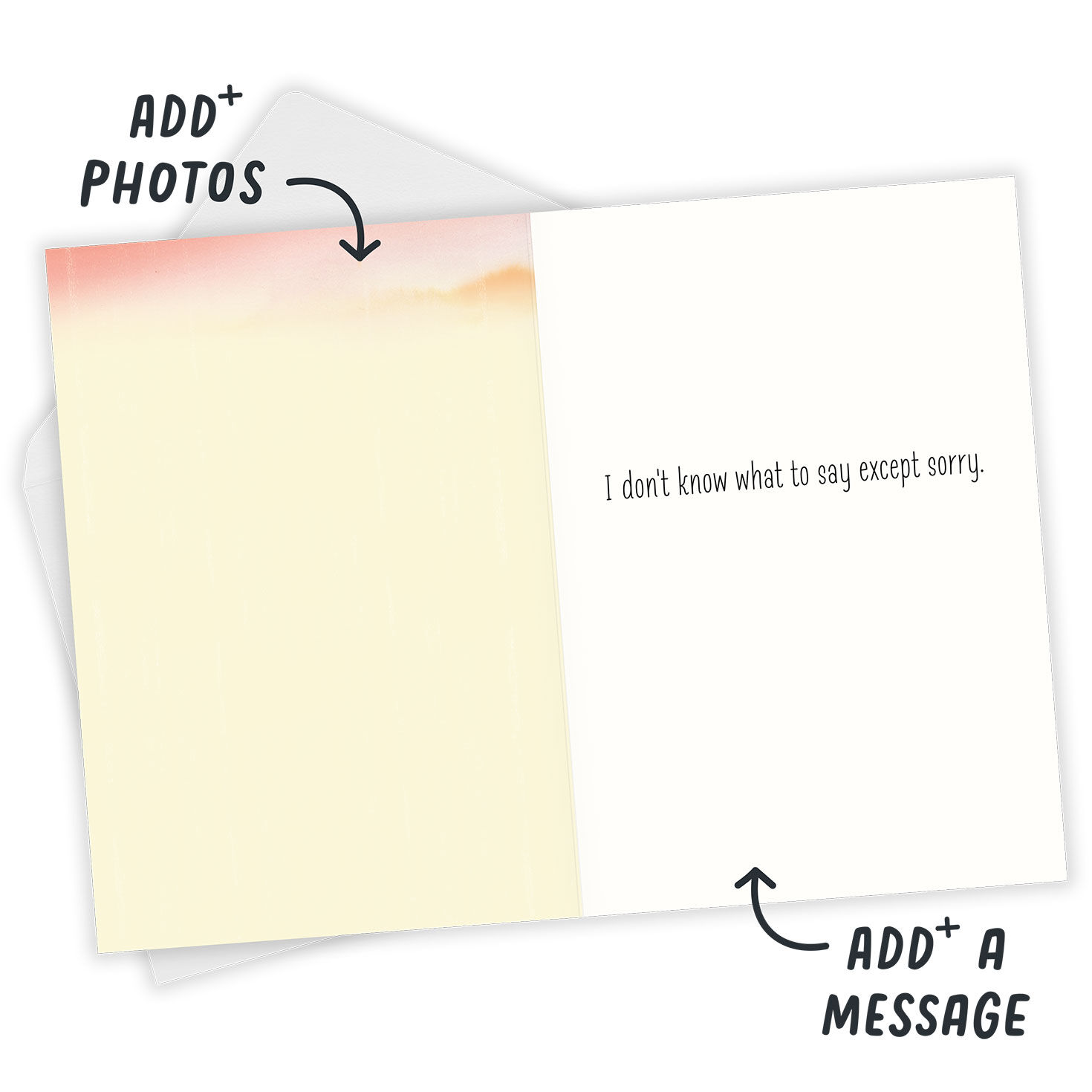 Pink Yellow Watercolor Personalized Sorry Card Open Card with Envelope indicating personalization image number 3
