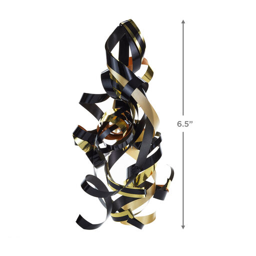 Black/Gold Curly Ribbon Gift Bow, 4.6", 