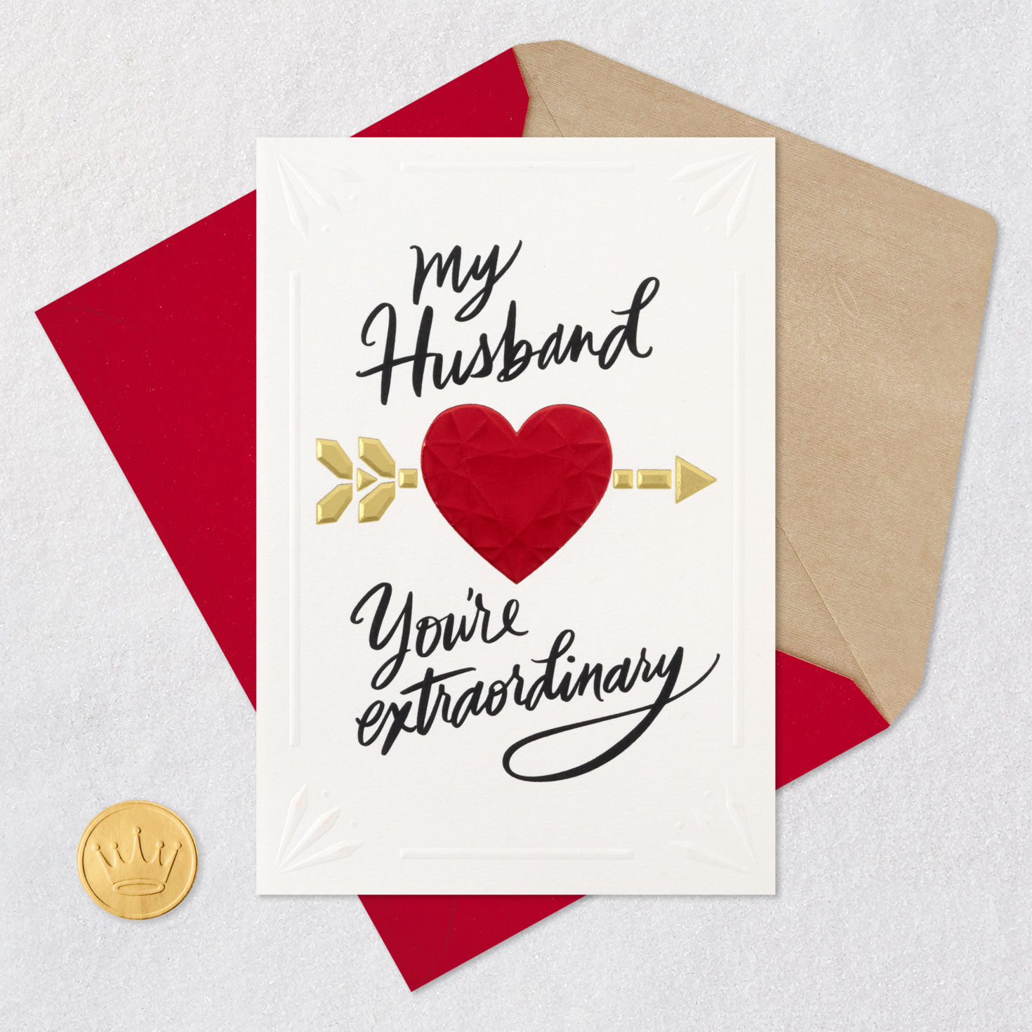 Cupid Arrow Love Card for Husband Card Front with Envelope and Gold Seal image number 7