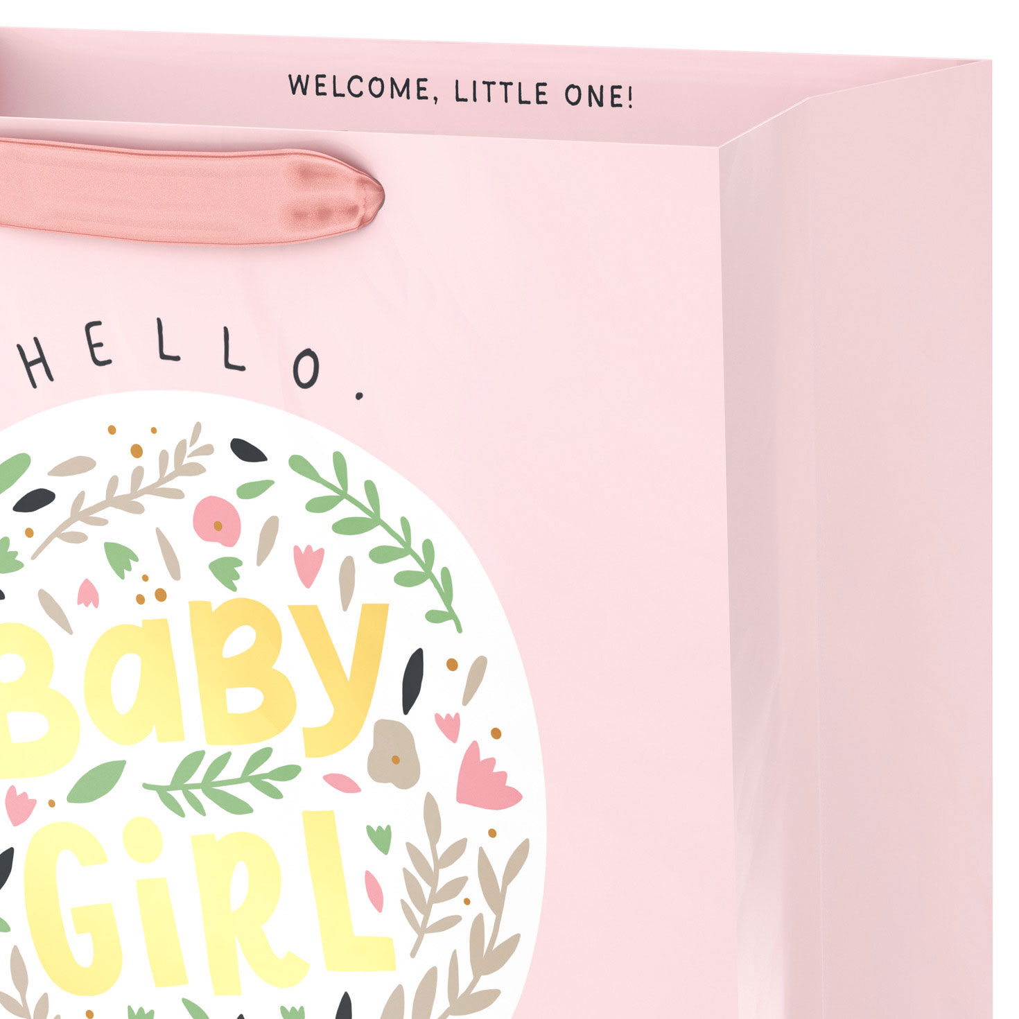 Bunny Balloon on Pink New Baby Gift Bag Handle Detail image number 4