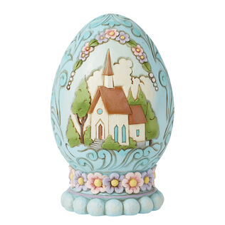 Jim Shore Egg With Church Scene Figurine, 5.5"