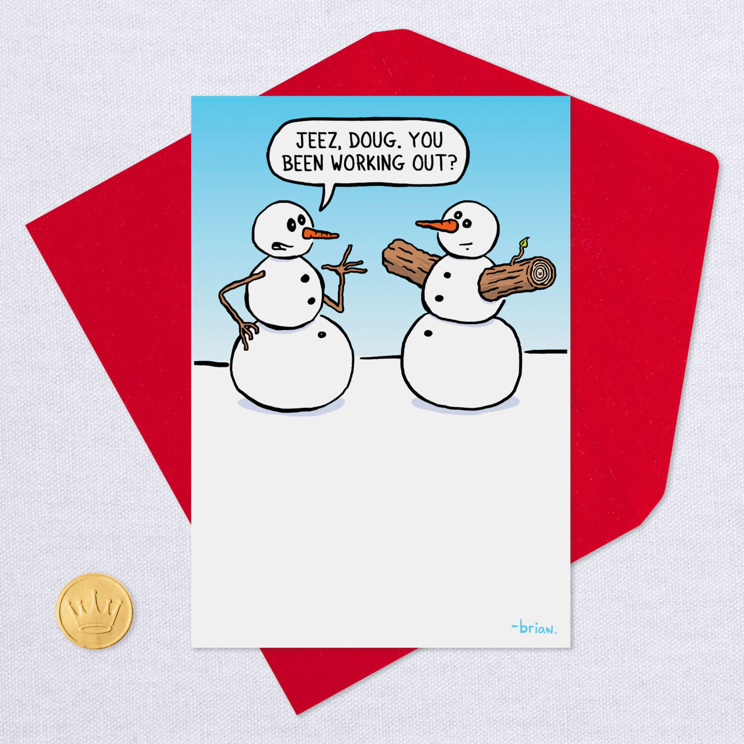 Buff Snowman Funny Christmas Card, , large image number 5