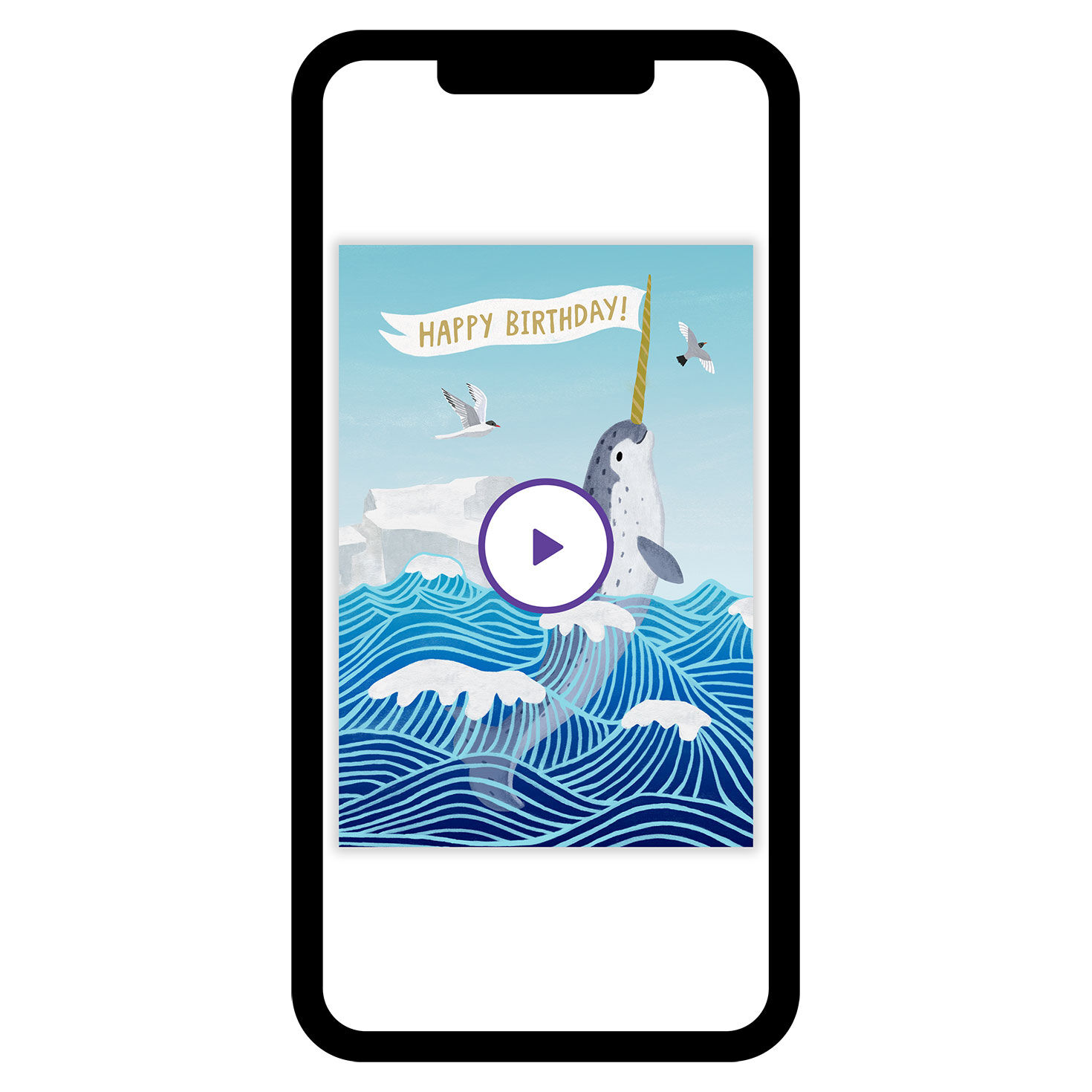 Glad You Exist Narwhal Birthday eCard