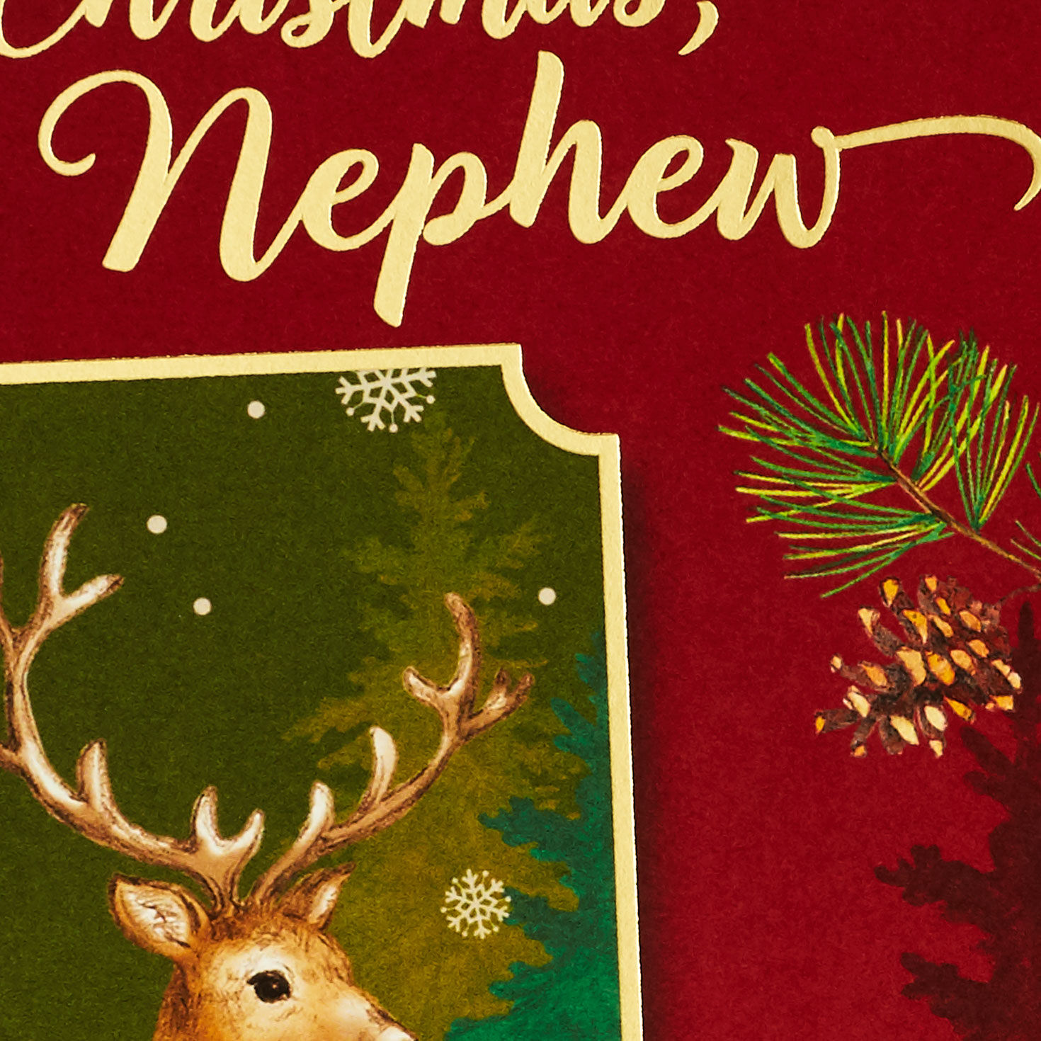 Reindeer and Red Plaid Nephew Christmas Card Card Front Detail image number 4