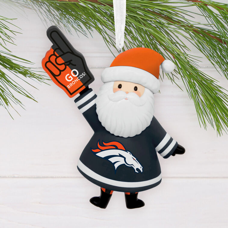 Denver Broncos Santa Fan Christmas Ornament hanging on tree image number 2