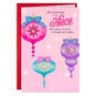 Pink, Teal and Purple Ornaments Niece Christmas Card Card Front image number 1