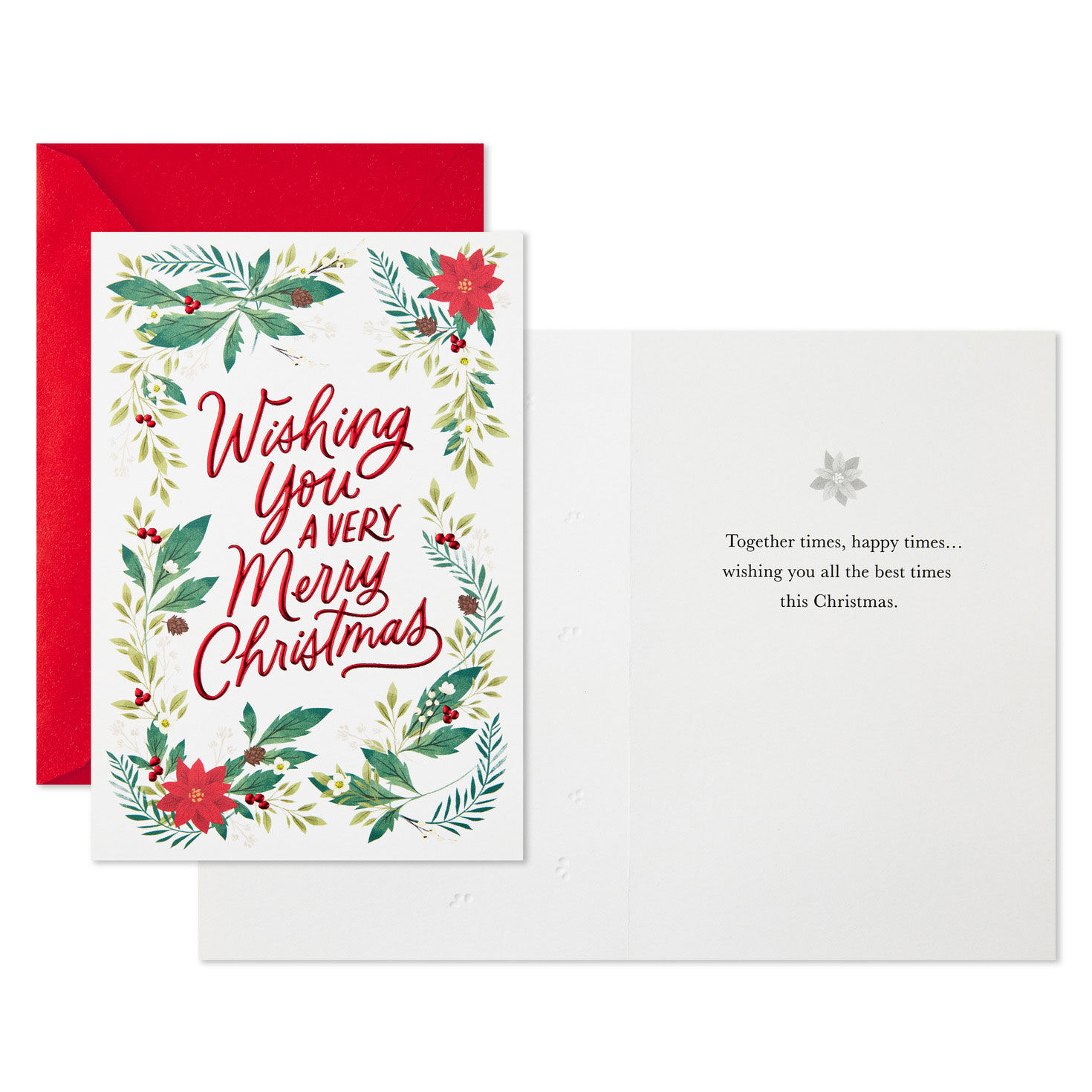 Holiday Botanical Border Boxed Christmas Card Pack Card Front with Sentiment image number 3