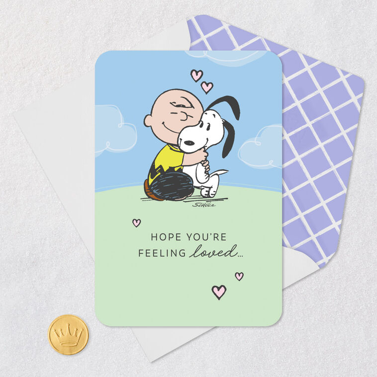 Peanuts Charlie Brown and Snoopy Hugging Love Card Card Front with Envelope and Gold Seal image number 5