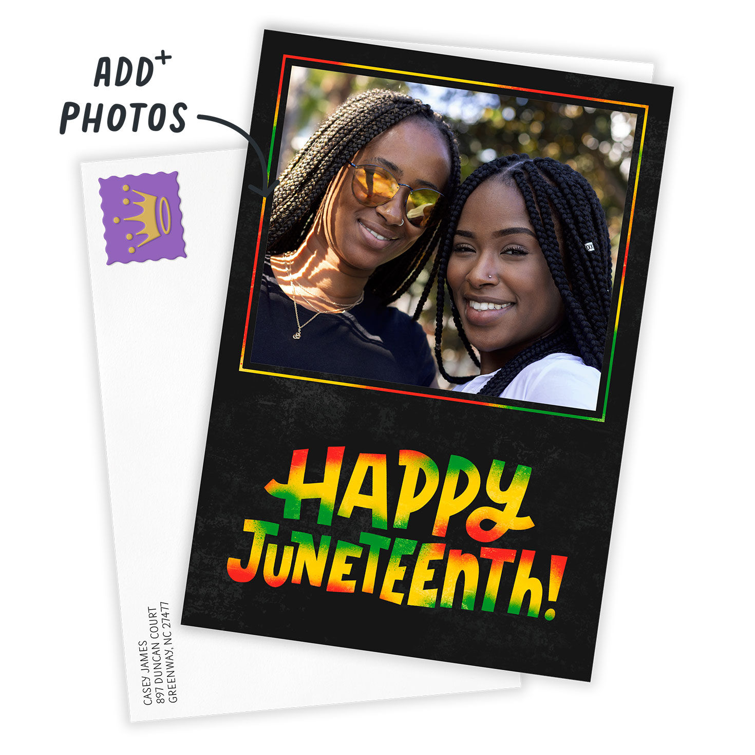 Happy Juneteenth Personalized Card Card Front with Envelope image number 2