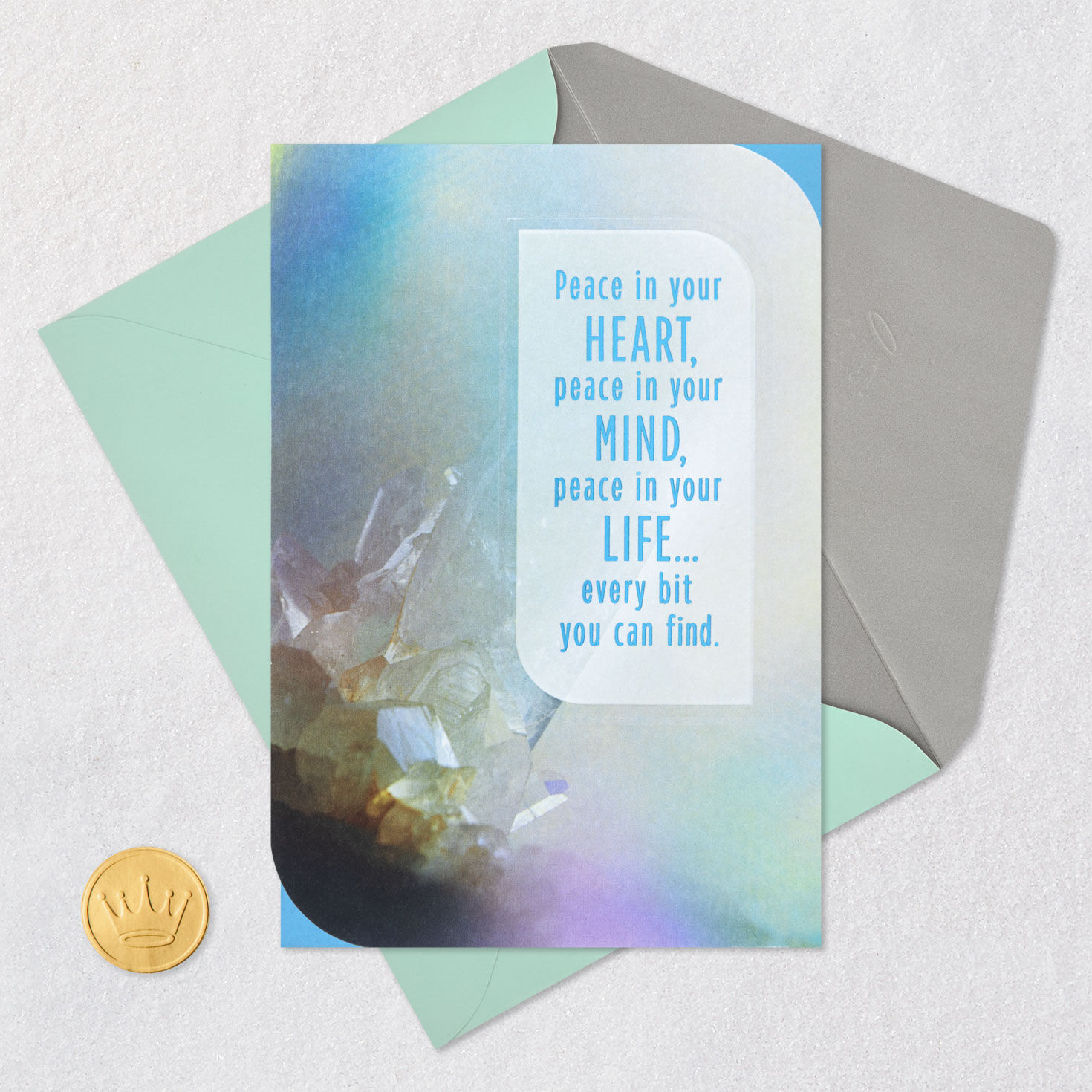 Crystals Peace Encouragement Card Card Front with Envelope and Gold Seal image number 5