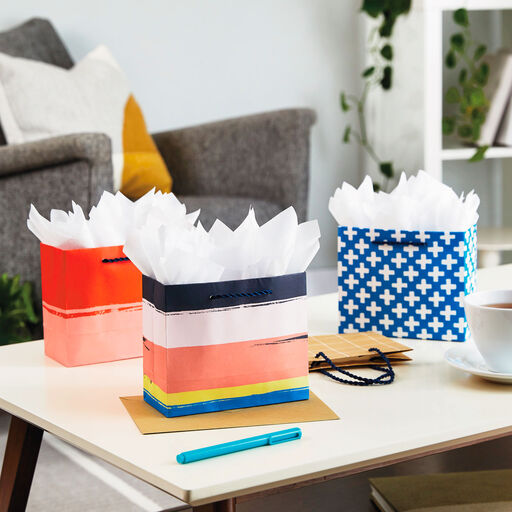 5.5" Assorted Modern Designs 4-Pack Small Horizontal Gift Bags, 