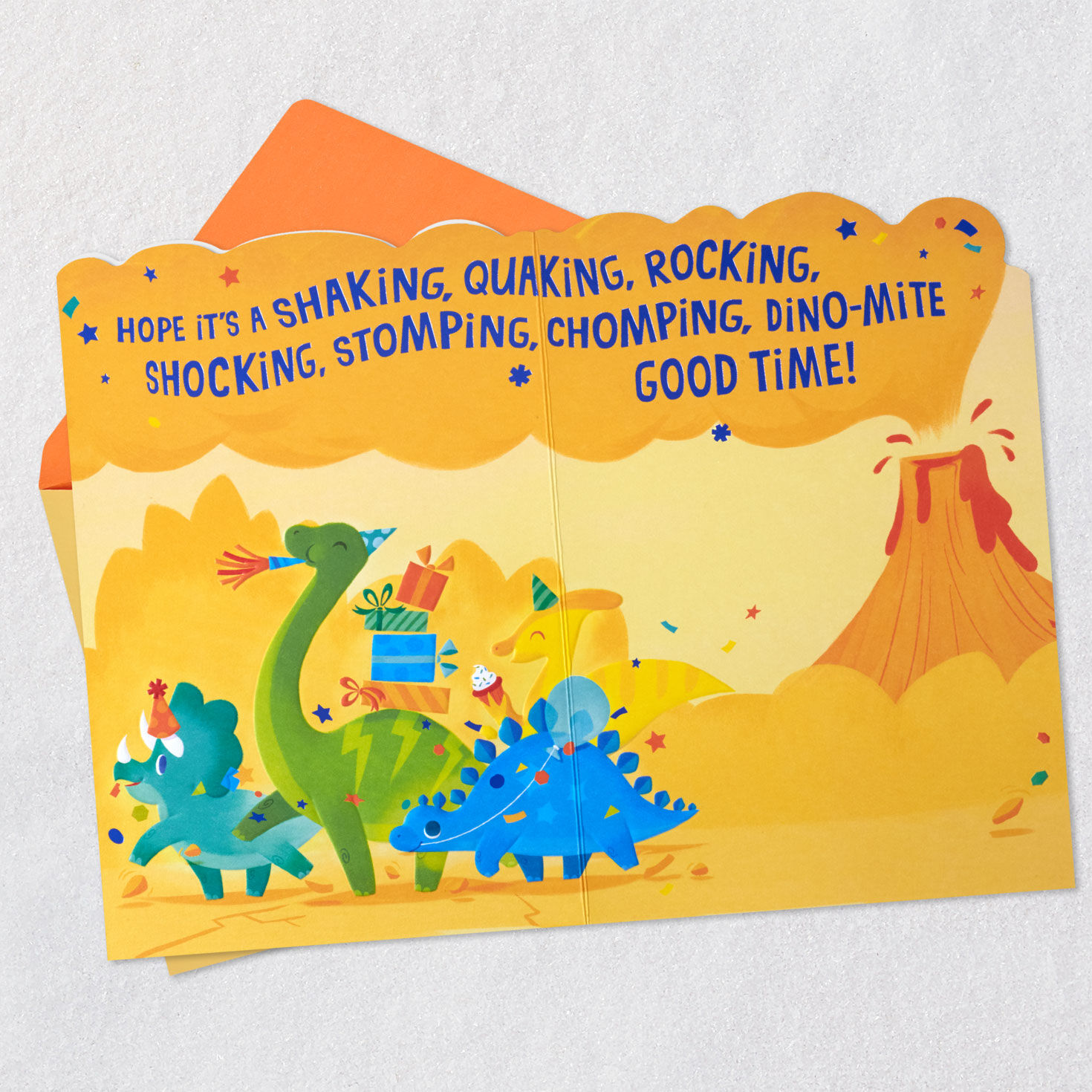 Dinosaur Party Kids Birthday Card Open card with envelope image number 4